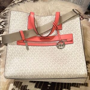 Michael Kors Cream and Pink Signature Tote